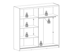 Roupeiro com 2 portas de correr – Com espelhos – L200 cm – Cor: Branco - ALVARENO