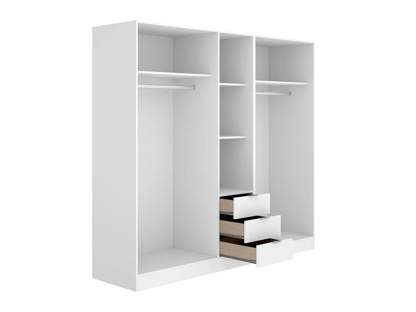 Roupeiro com 5 portas e 3 gavetas branco - LISTOWEL