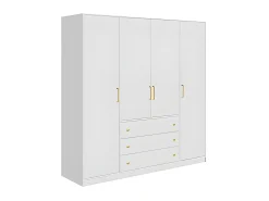 Roupeiro com 4 portas e 3 gavetas C196 cm cor branca - LIZANDRO
