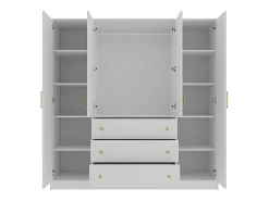 Roupeiro com 4 portas e 3 gavetas C196 cm cor branca - LIZANDRO