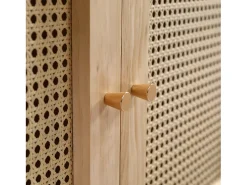 Roupeiro com espaço para pendurar roupa e 2 portas em rattan - Cor natural clara
