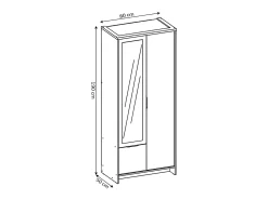 Roupeiro com Espelho DN 2 Portas Branco 190x80x50cm