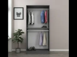 Roupeiro compacto antracite com prateleiras e cabideiros - RIVOLI - 90 x 210 x 52 cm