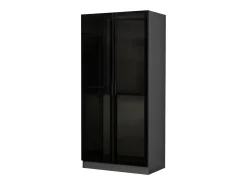 Roupeiro compacto antracite com prateleiras e cabideiros - RIVOLI - 90 x 210 x 52 cm