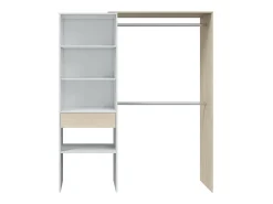 Roupeiro Dalala, Estrutura para roupeiro, Roupeiro aberto sem portas, Roupeiro, 158x40h187 cm, Branco e Carvalho