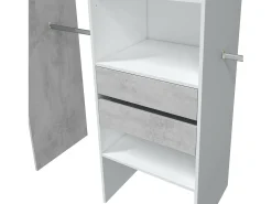 Roupeiro Dalala, Estrutura para roupeiro, Roupeiro aberto sem portas, Roupeiro, 179x50h202 cm, Branco e Cimento