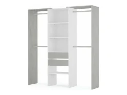 Roupeiro Dalala, Estrutura para roupeiro, Roupeiro aberto sem portas, Roupeiro, 179x50h202 cm, Branco e Cimento