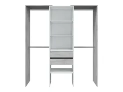 Roupeiro Dalala, Estrutura para roupeiro, Roupeiro aberto sem portas, Roupeiro, 179x50h202 cm, Branco e Cimento