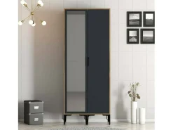 Roupeiro Dbergonz 2 portas, Móveis de quarto, Roupeiro, Roupeiro, 80x201h48 cm, Nogueira e Antracite