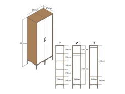 Roupeiro Dbergonz 2 portas, Móveis de quarto, Roupeiro, Roupeiro, 80x201h48 cm, Nogueira e Antracite