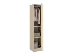 Roupeiro Dbusat, Cabideiro para quarto, Roupeiro com 1 porta única, 41x52h184 cm, Carvalho