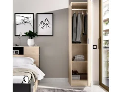 Roupeiro Dbusat, Cabideiro para quarto, Roupeiro com 1 porta única, 41x52h184 cm, Carvalho