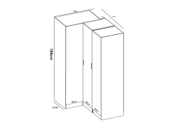 Roupeiro de canto 3 portas C132 cm branco - LISTOWEL