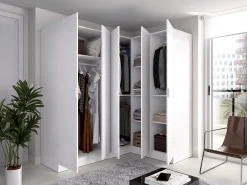 Roupeiro de canto com 5 portas C173 cm branco - LISTOWEL