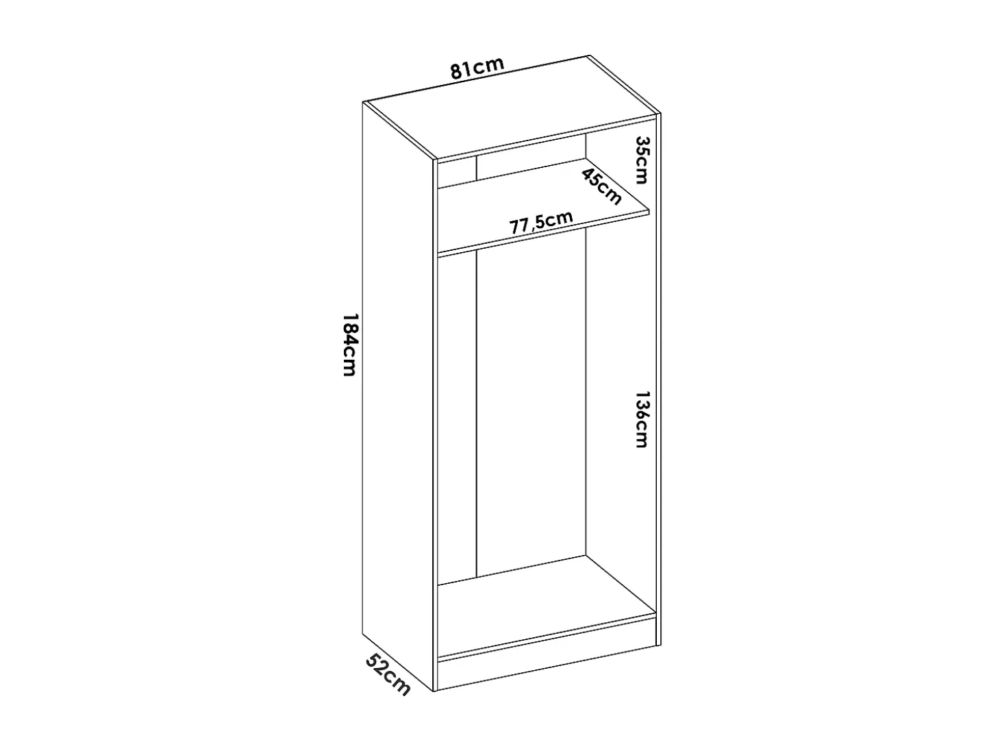 Roupeiro de canto com 5 portas C173 cm branco - LISTOWEL