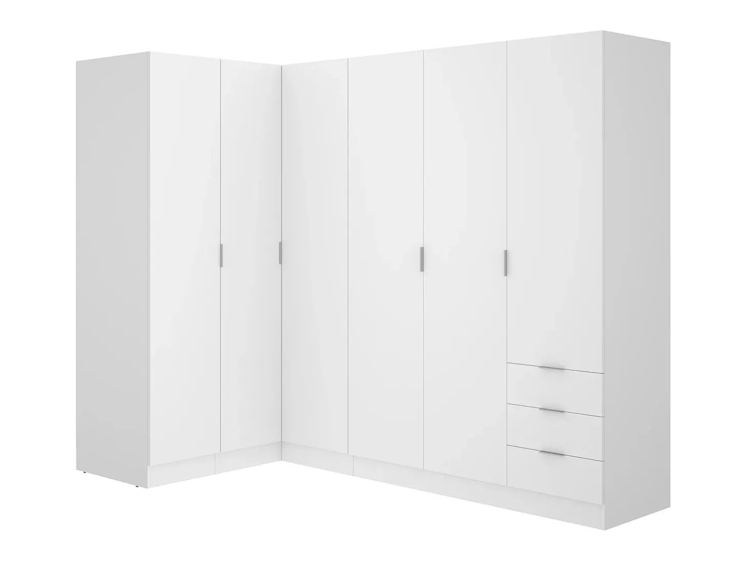 Roupeiro de canto com 6 portas e 3 gavetas C213 cm branco - LISTOWEL