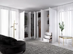 Roupeiro de canto com 6 portas e 3 gavetas C213 cm branco - LISTOWEL