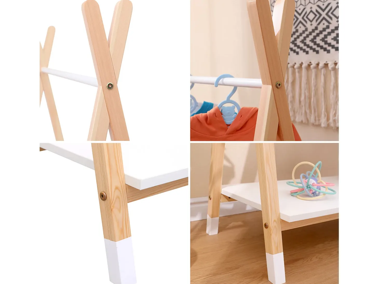 Roupeiro de madeira e branco para crianças LOU