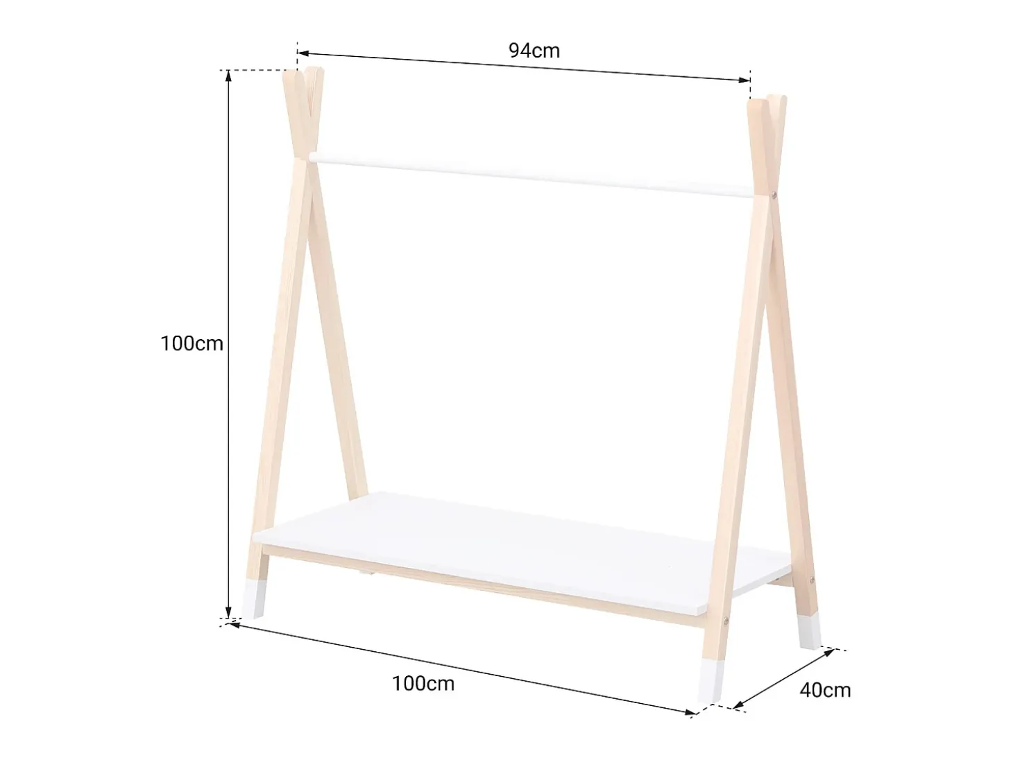 Roupeiro de madeira e branco para crianças LOU