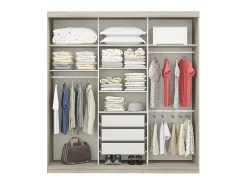 Roupeiro DIDDA 3 portas de correr L205 cm natural e beige