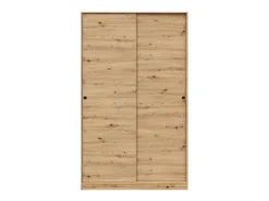 Roupeiro Dnoce, Roupeiro de quarto com 2 portas de correr, Armário com 4 prateleiras e varão, 120x50h200 cm, Carvalho Nodi