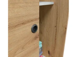 Roupeiro Dnoce, Roupeiro de quarto com 2 portas de correr, Armário com 4 prateleiras e varão, 120x50h200 cm, Carvalho Nodi