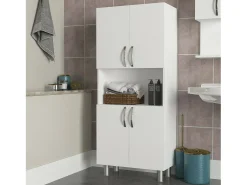 Roupeiro grande multiusos Dgrazian, Armário multifuncional, Sapateira, Roupeiro, 60x30h140 cm, Branco