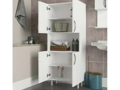Roupeiro grande multiusos Dgrazian, Armário multifuncional, Sapateira, Roupeiro, 60x30h140 cm, Branco