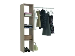 Roupeiro industrial de madeira com 3 prateleiras e cabide 138x40x180 cm ELYSEE