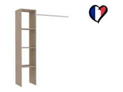 Roupeiro industrial de madeira com 3 prateleiras e cabide 138x40x180 cm ELYSEE