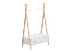Roupeiro infantil de madeira e branco com gaveta LOU
