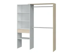 Roupeiro Miramar, Estrutura para roupeiro, Roupeiro aberto sem portas, Roupeiro, 158x40h187 cm, Branco e Carvalho