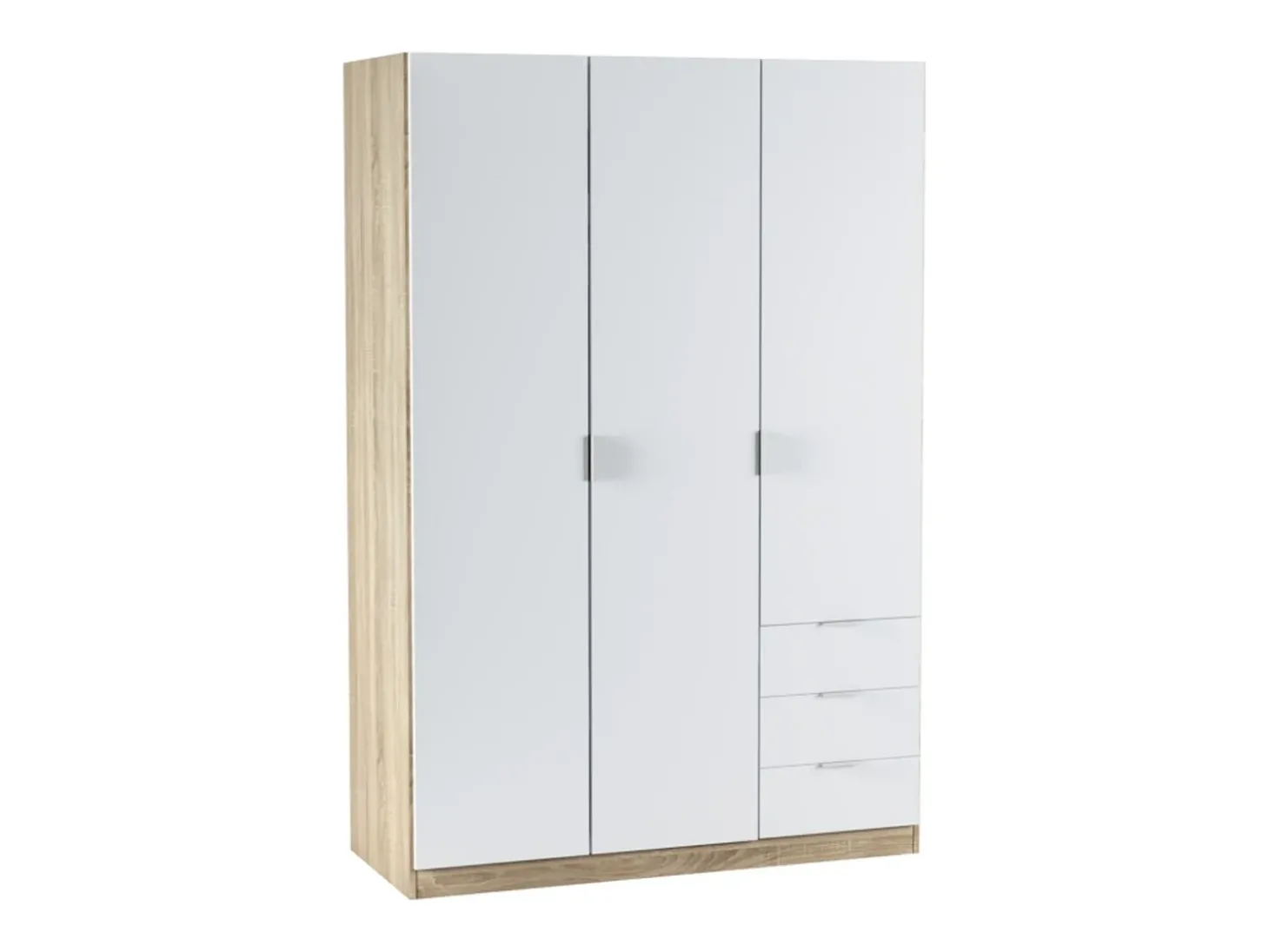 Roupeiro NINA 3 portas 3 gavetas 121x180 cm Madeira e Branco - Armazenamento Otimizado, Design Contemporâneo, Fabricação Europeia