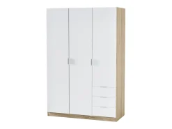 Roupeiro NINA 3 portas 3 gavetas 121x180 cm Madeira e Branco - Armazenamento Otimizado, Design Contemporâneo, Fabricação Europeia