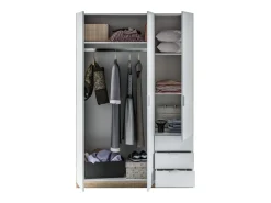 Roupeiro NINA 3 portas 3 gavetas 121x180 cm Madeira e Branco - Armazenamento Otimizado, Design Contemporâneo, Fabricação Europeia