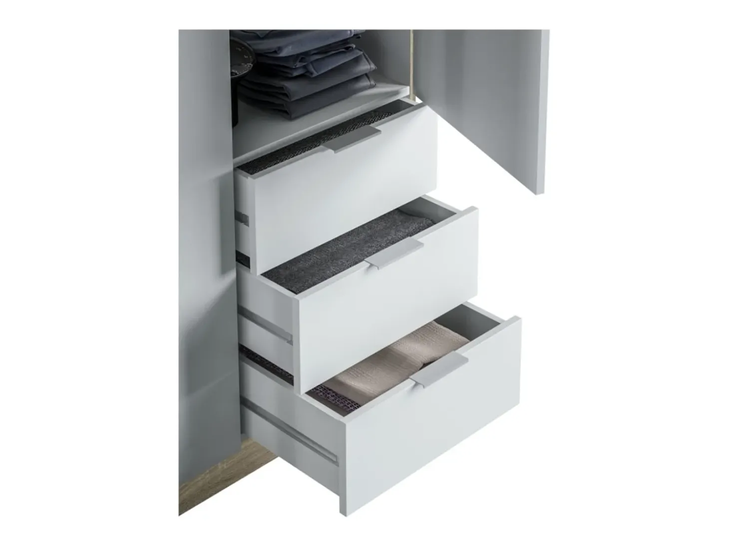 Roupeiro NINA 3 portas 3 gavetas 121x180 cm Madeira e Branco - Armazenamento Otimizado, Design Contemporâneo, Fabricação Europeia