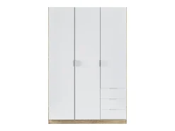 Roupeiro NINA 3 portas 3 gavetas 121x180 cm Madeira e Branco - Armazenamento Otimizado, Design Contemporâneo, Fabricação Europeia