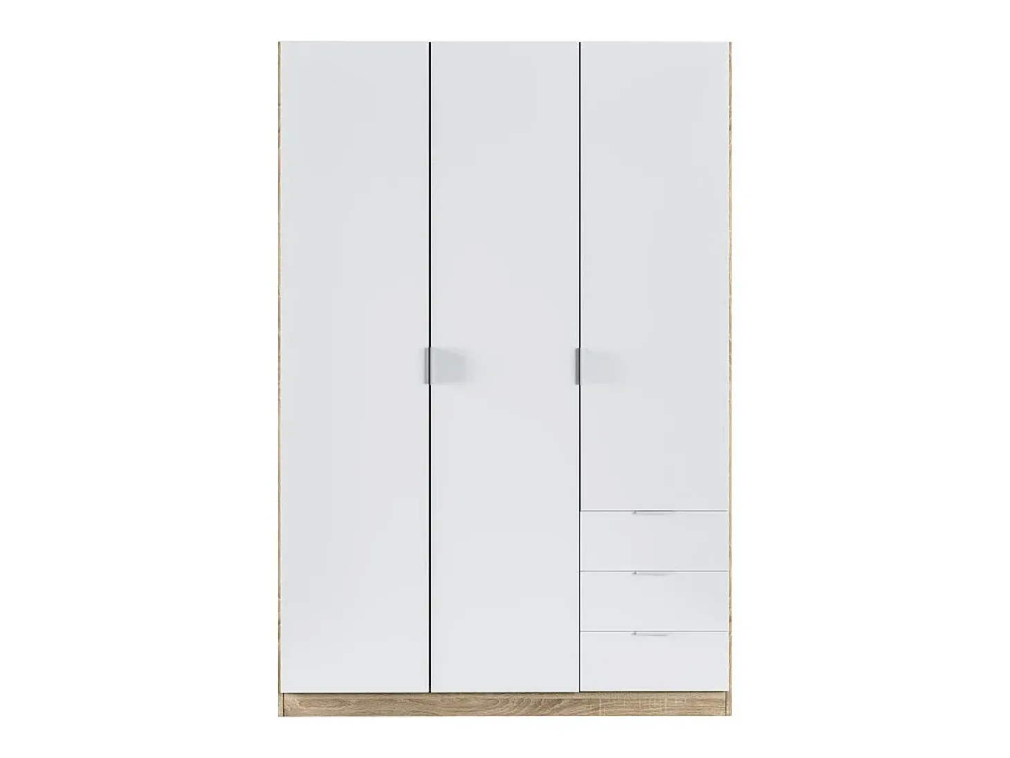Roupeiro NINA 3 portas 3 gavetas 121x180 cm Madeira e Branco - Armazenamento Otimizado, Design Contemporâneo, Fabricação Europeia
