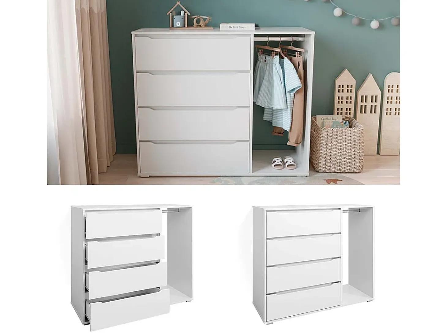 Roupeiro para crianças branco 120x48x101.9 ruben
