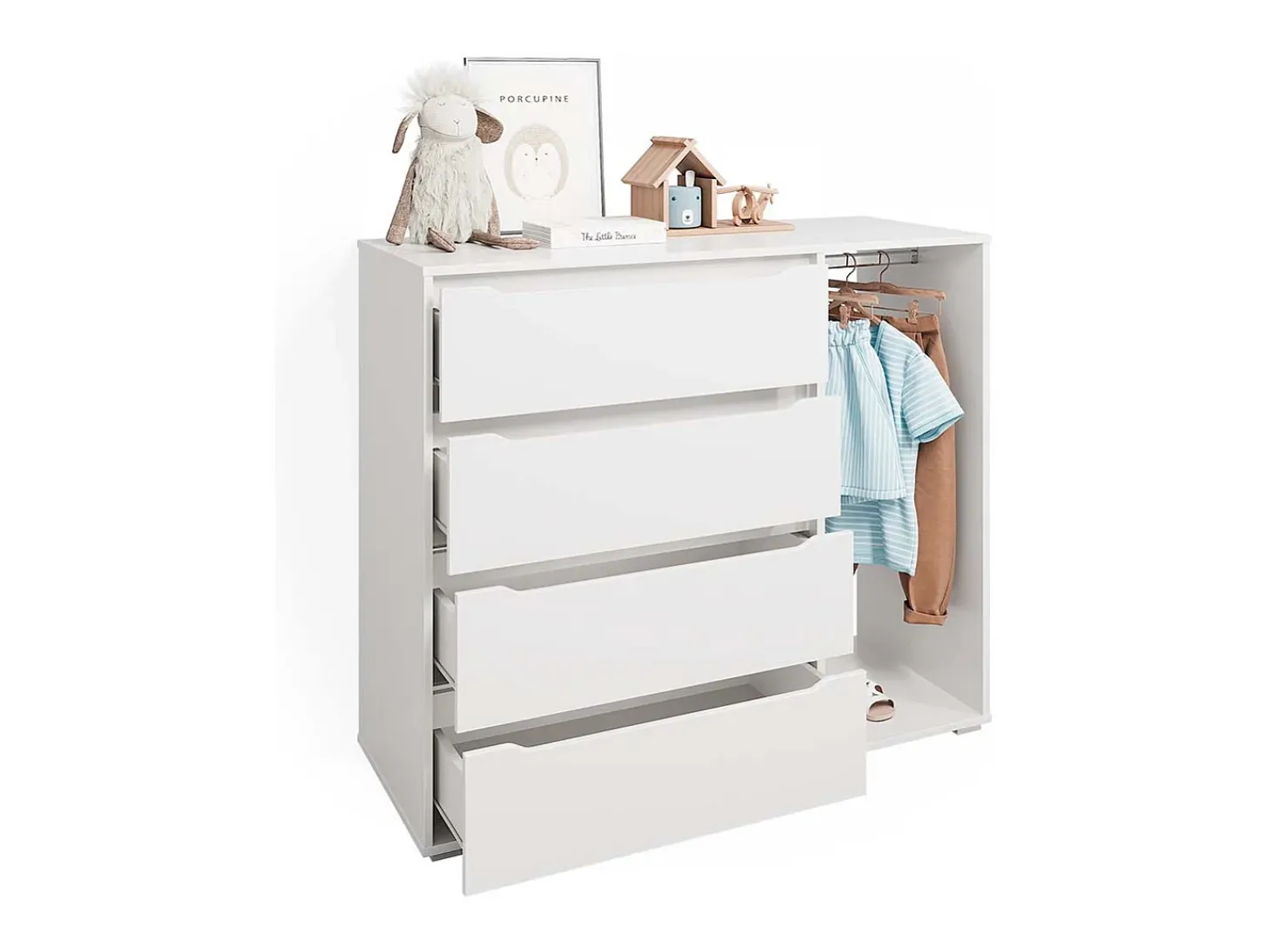 Roupeiro para crianças branco 120x48x101.9 ruben