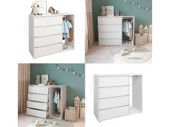 Roupeiro para crianças branco 120x48x101.9 ruben