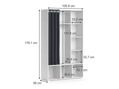Roupeiro para crianças branco 105.8x38x178.1 luigi
