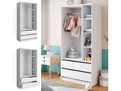 Roupeiro para crianças branco 100x50x200 elmo