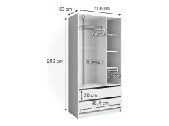 Roupeiro para crianças branco 100x50x200 elmo