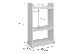 Roupeiro para crianças branco 67x38x110 conny