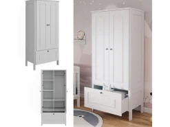 Roupeiro para crianças branco 83.3x53.4x187 ajaton