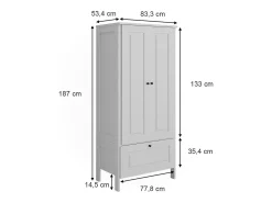 Roupeiro para crianças branco 83.3x53.4x187 ajaton