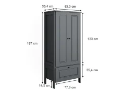 Roupeiro para crianças cinza 83.3x53.4x187 ajaton