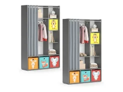 Roupeiro para crianças cinza 105.8x38x178.1 luigi