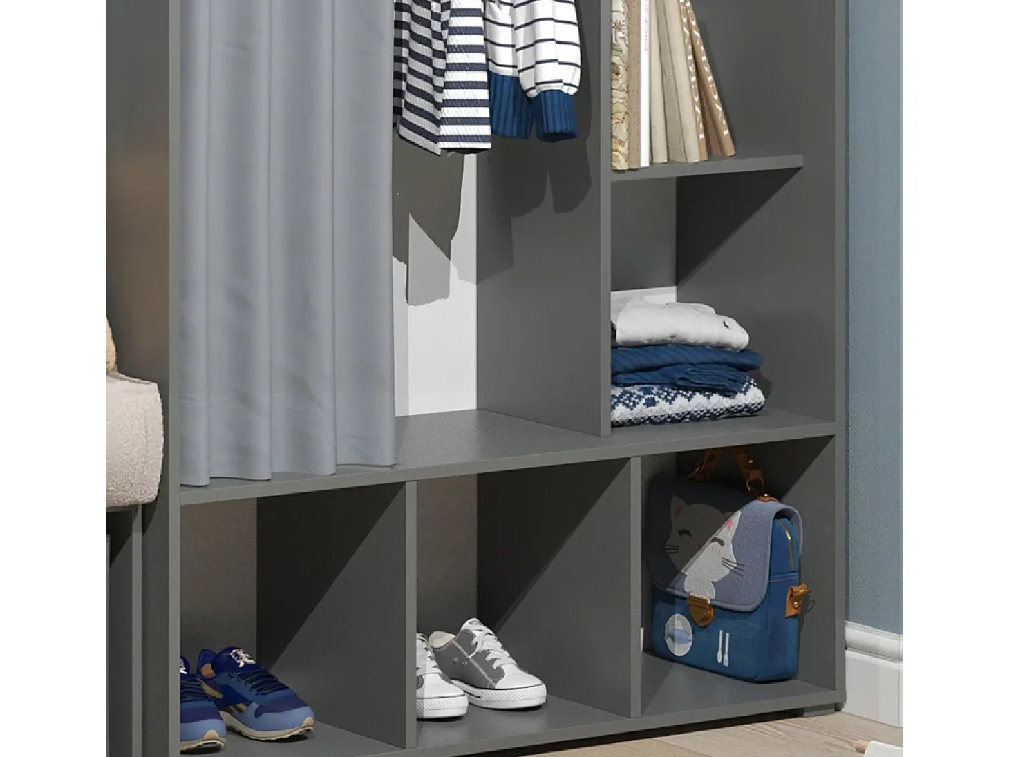 Roupeiro para crianças cinza 105.8x38x178.1 luigi